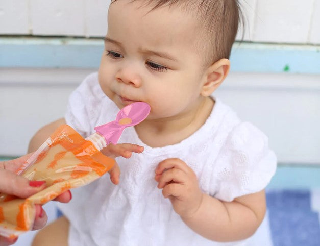 Cherub Baby Universal Food Pouch Spoons 2 pk - Peach/Blush