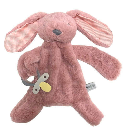 ES Kids Bunny Comforter with Dummy Holder - Blush Stripe