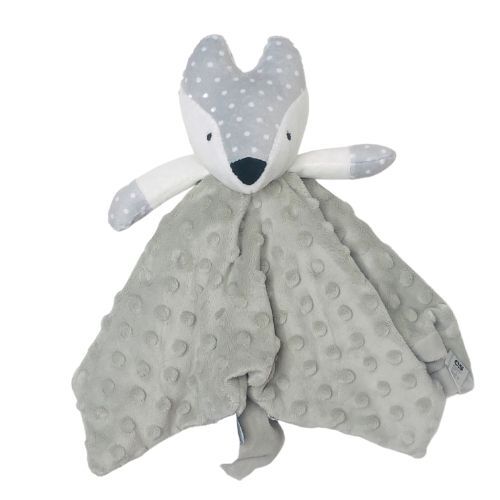ES Kids Fox Comforter with Rattle - Grey