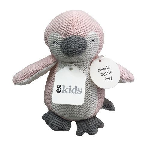 ES Kids Knitted Penguin Rattle/Crinkler