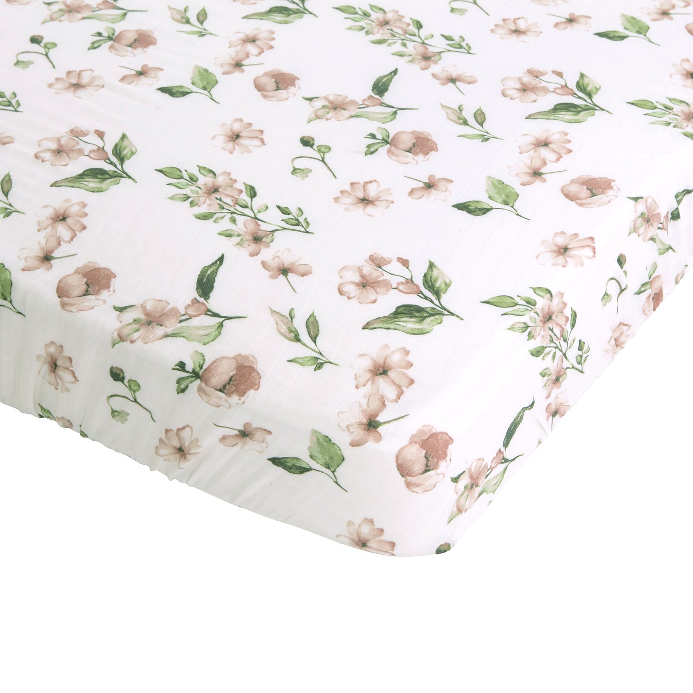 All4Ella Bamboo Cotton Cot Sheet - Pink Flower
