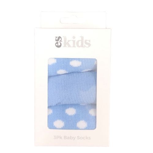 ES Kids Baby Socks Boxed 3 pk Blue Spot