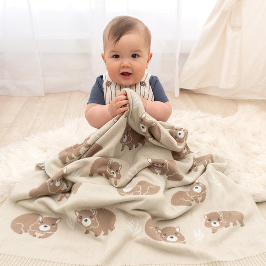Living Textiles Australiana Baby Blanket - Wombat