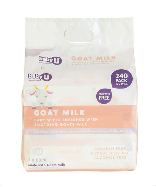 Baby U Goats Milk Baby Wipes 240 Pack