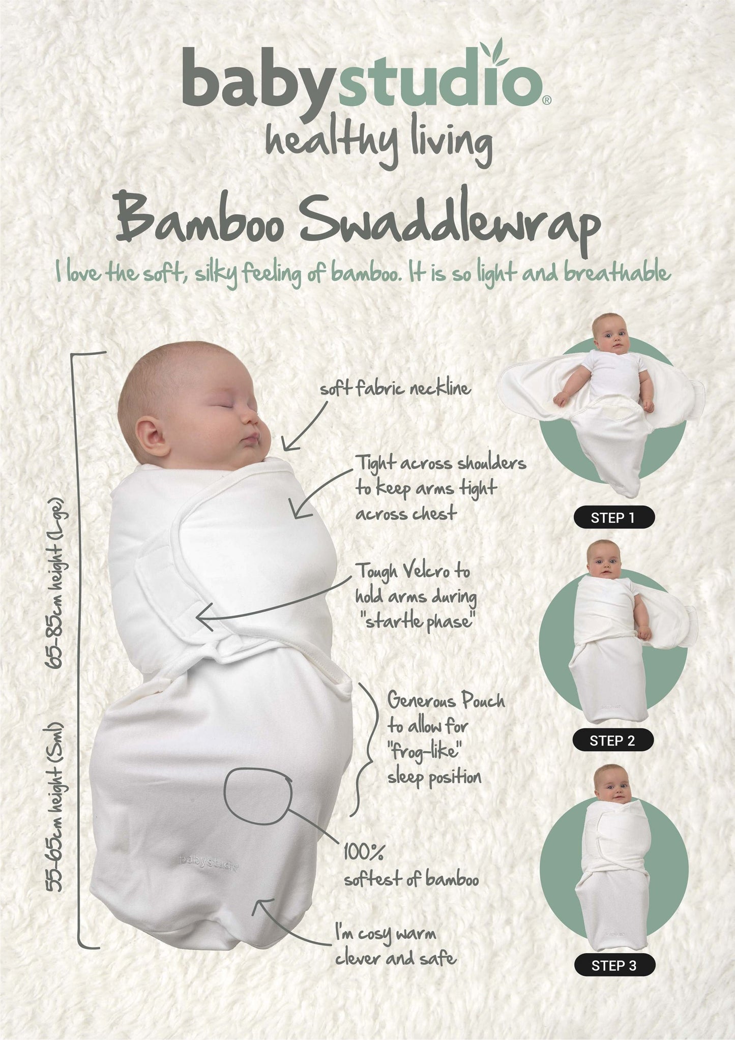 Baby Studio Bamboo Viscose Swaddlewrap - Warm Grey