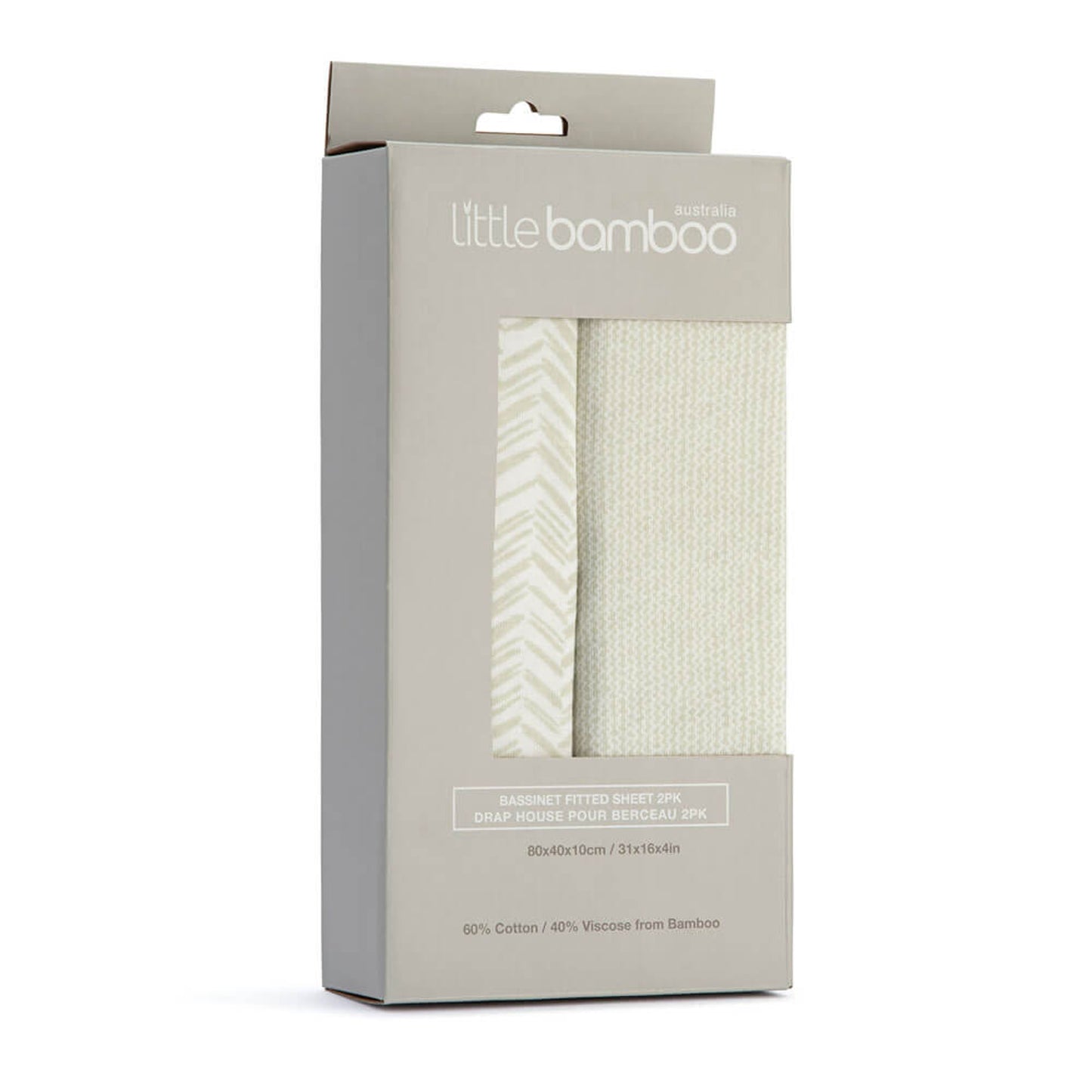 Little Bamboo Jersey Fitted Sheet - Bassinet 2 pk - Herringbone Whisper