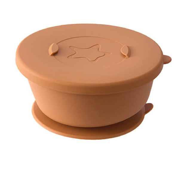 Cherub Baby Silicone Suction Tilt Bowl+ Lid - Caramel