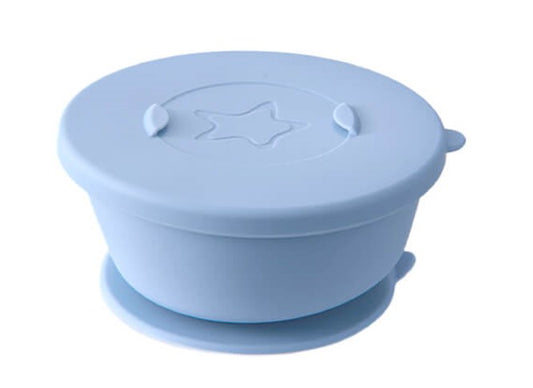 Cherub Baby Silicone Suction Tilt Bowl+ Lid - Cerulean