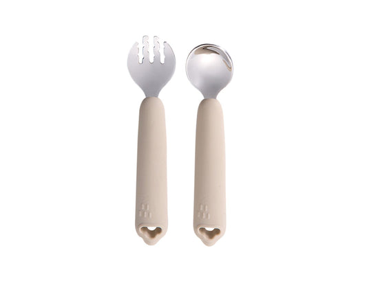 Cherub Baby Silicone & Steel Cutlery Set - Sand