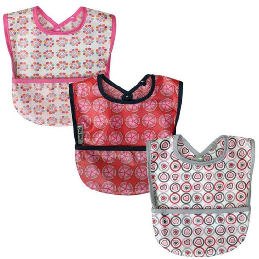 Silly Billyz Wipe Clean  Pocket Bib 3 Pk Girl