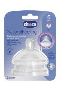 Chicco Teat - Natural Feeling 6 mths+ Fast Flow 2 pk