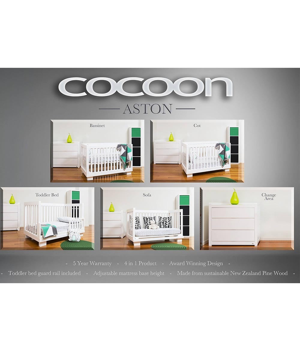Cocoon Aston Cot & Mattress - White