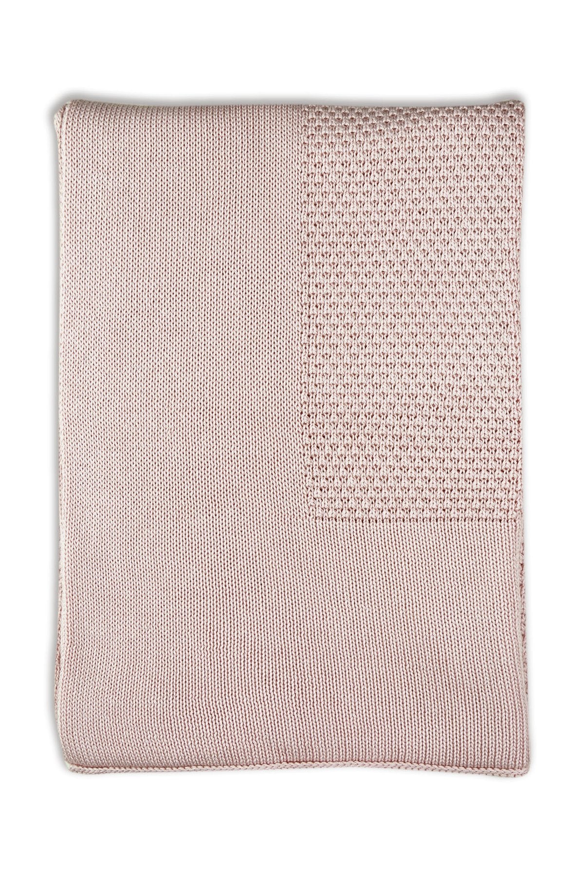 Little Bamboo Textured Knit Blanket - Dusty Pink
